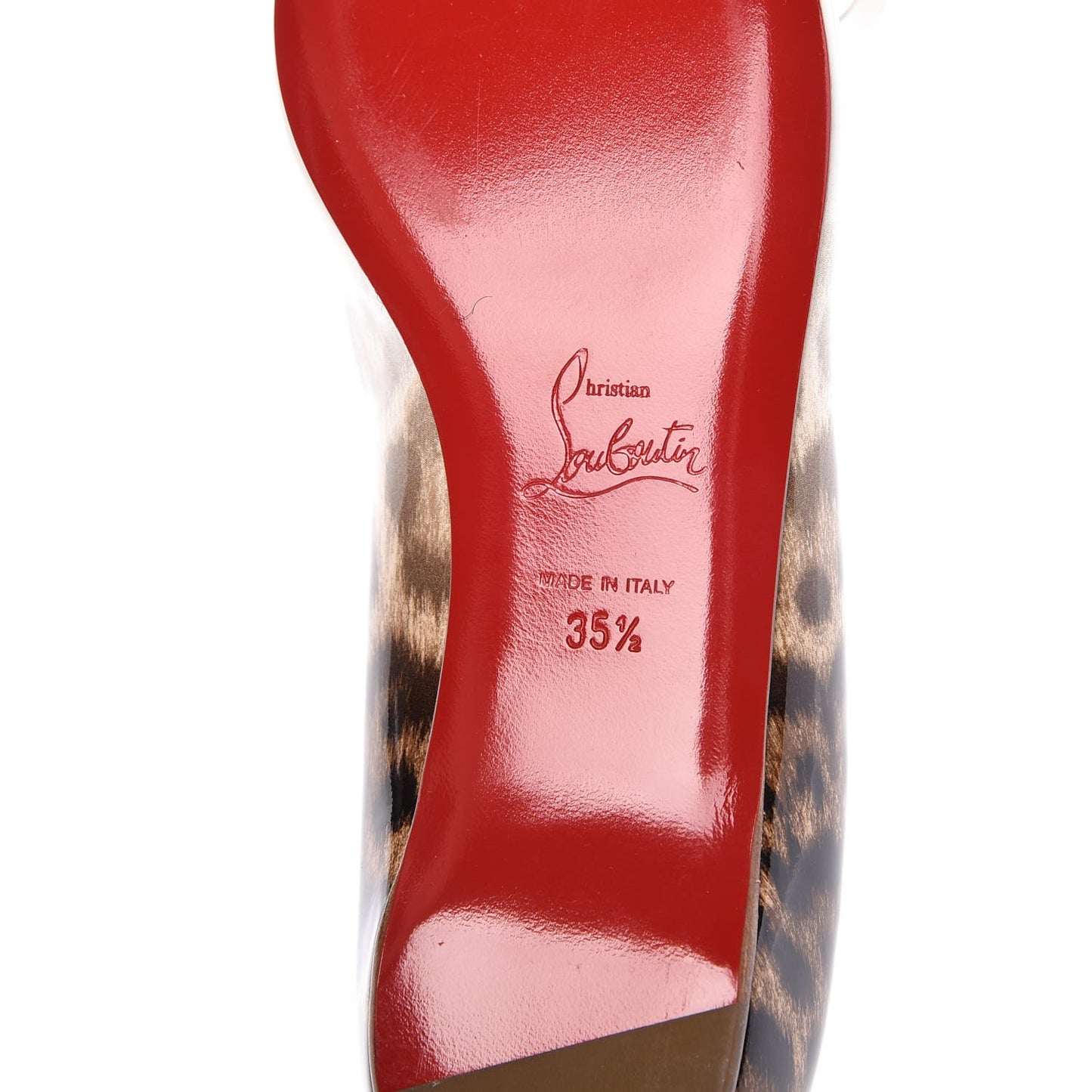 Patent Specchio PVC Leopard Print A6 Flats 35.5 Gold