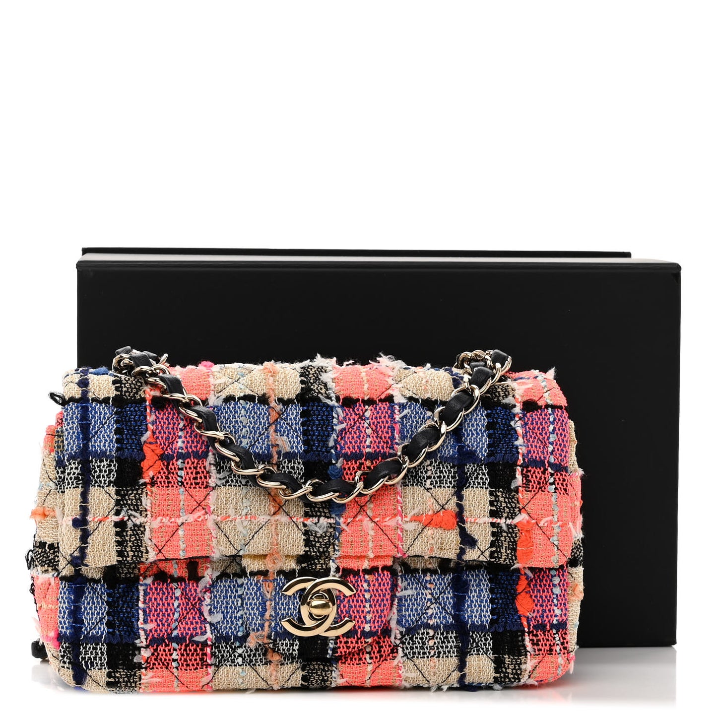 Tweed Quilted Mini Rectangular Flap Blue Orange Yellow