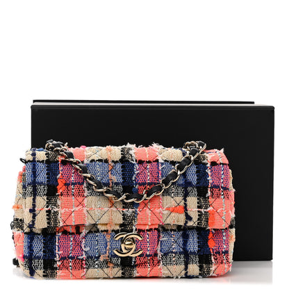Chanel Tweed Quilted Mini Rectangular Flap Blue Orange Yellow 10 of 10
