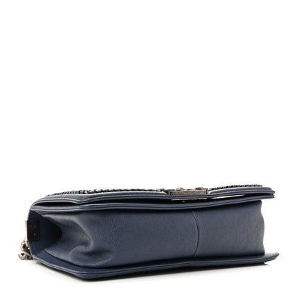 Chanel Lambskin Quilted Medium Top Handle Boy Flap Blue 4 of 13