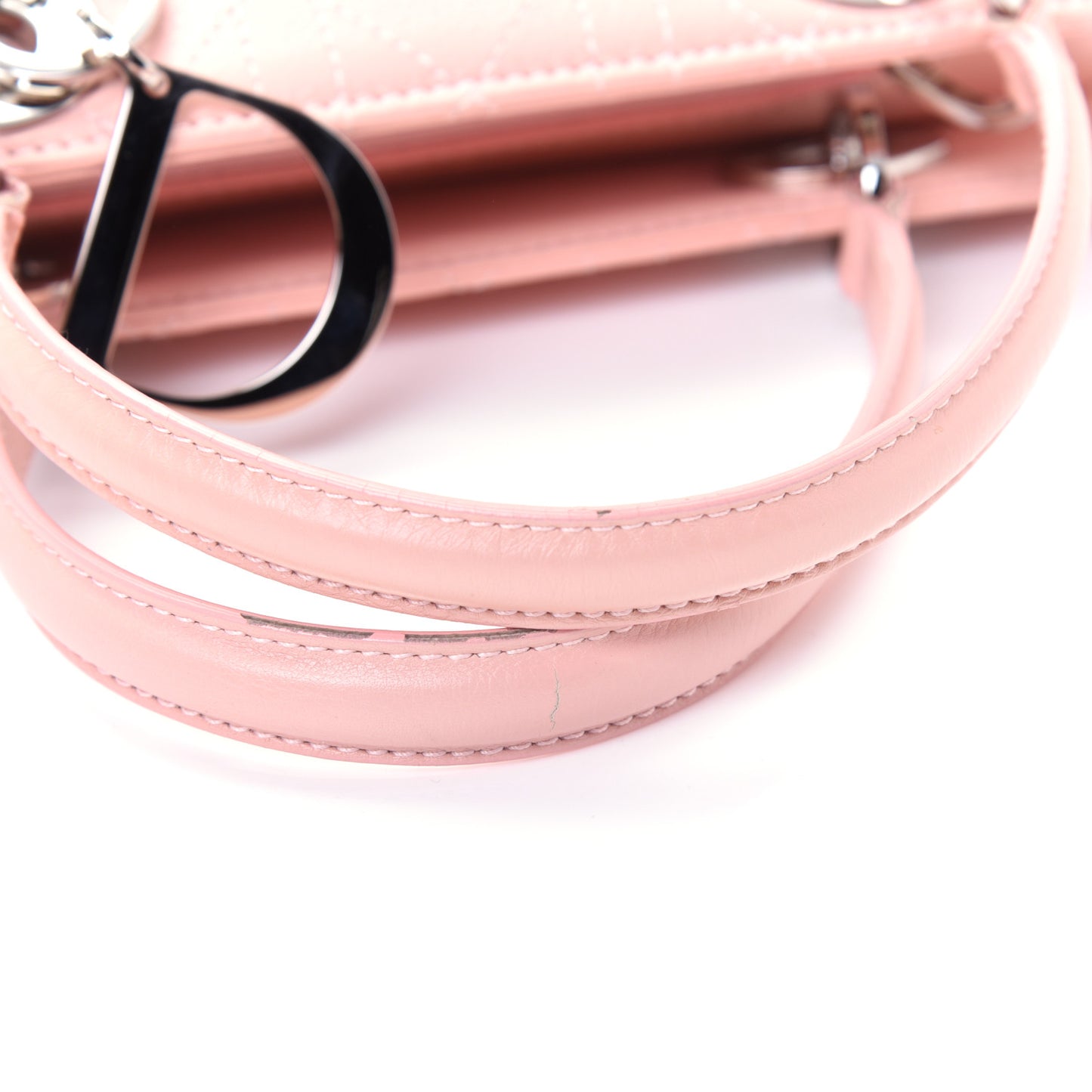 Calfskin Cannage Stitched Small Lady Dior Rose Clair