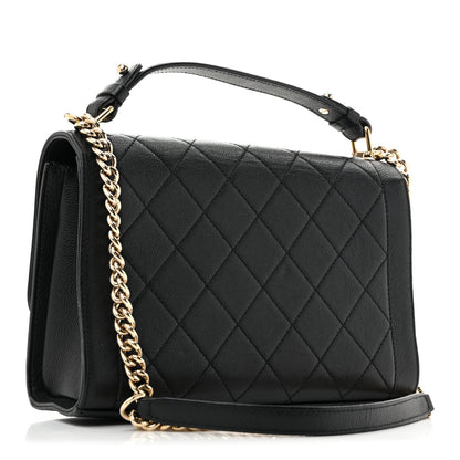 Chanel Grained Calfskin Quilted Medium Label Click Flap Bag Black 3 of 14