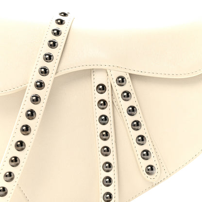 Christian Dior Crinkled Patent Lambskin Studded Saddle Bag With Strap Latte 8 of 13