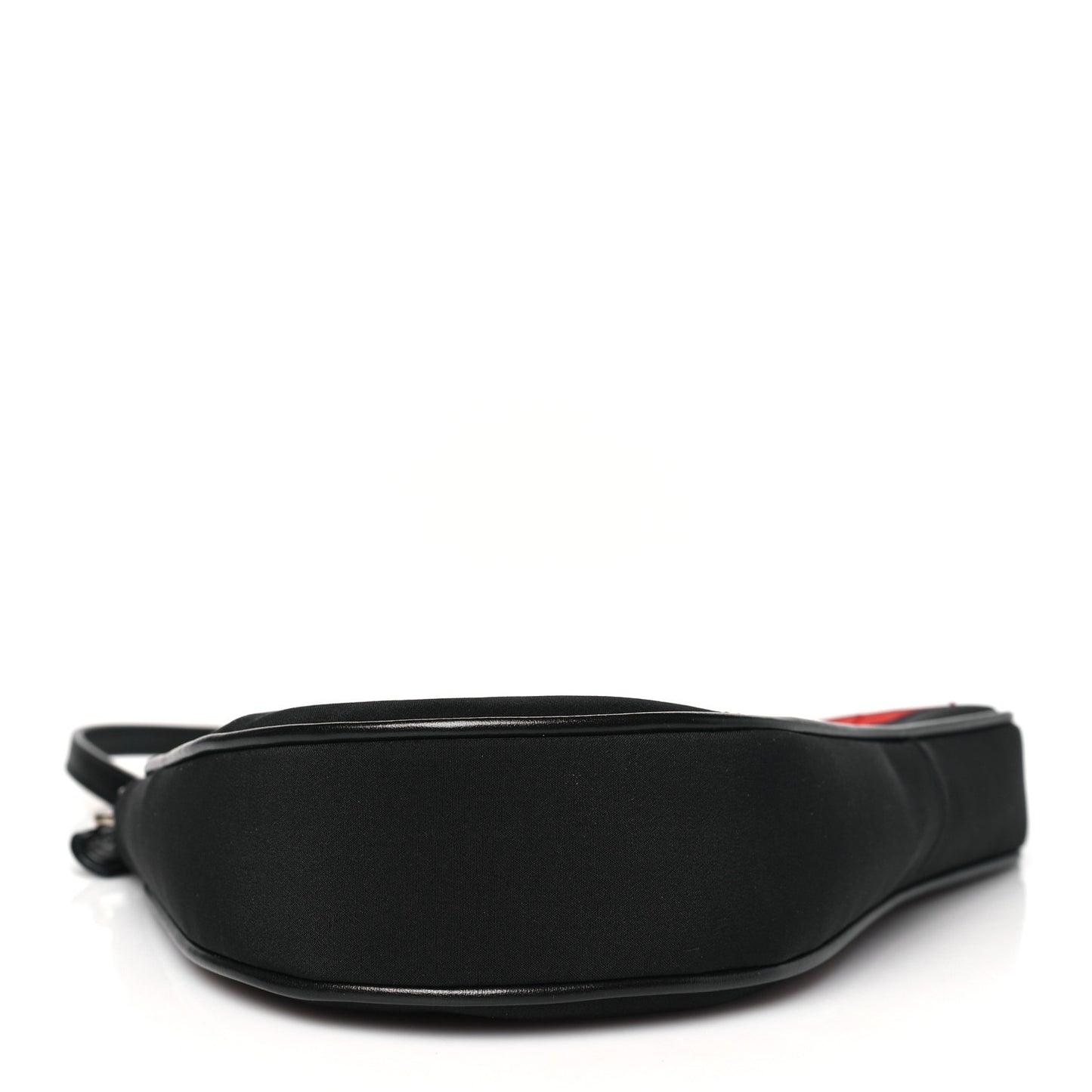 Canvas Stitched Flower Sequins Mini Saddle Pochette Black Red