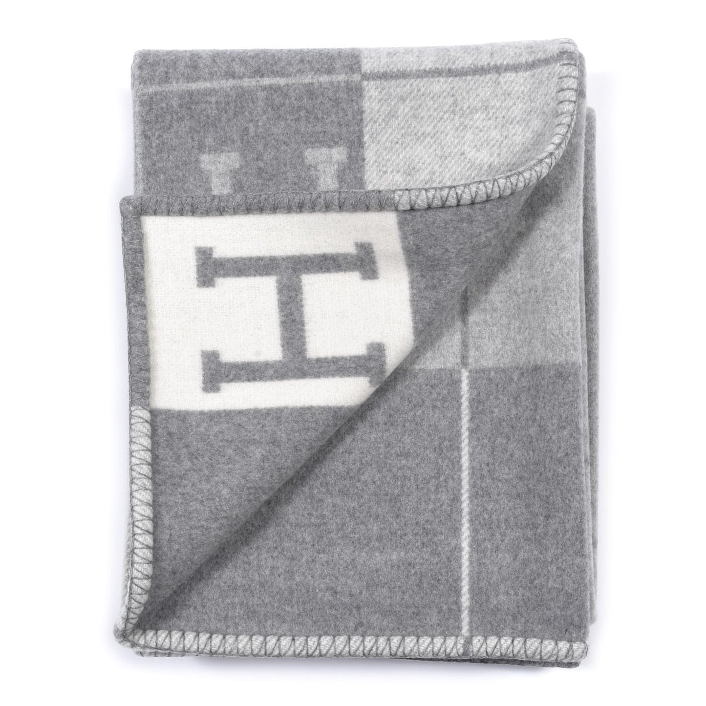 Wool Cashmere Avalon III Blanket Ecru Gris Clair