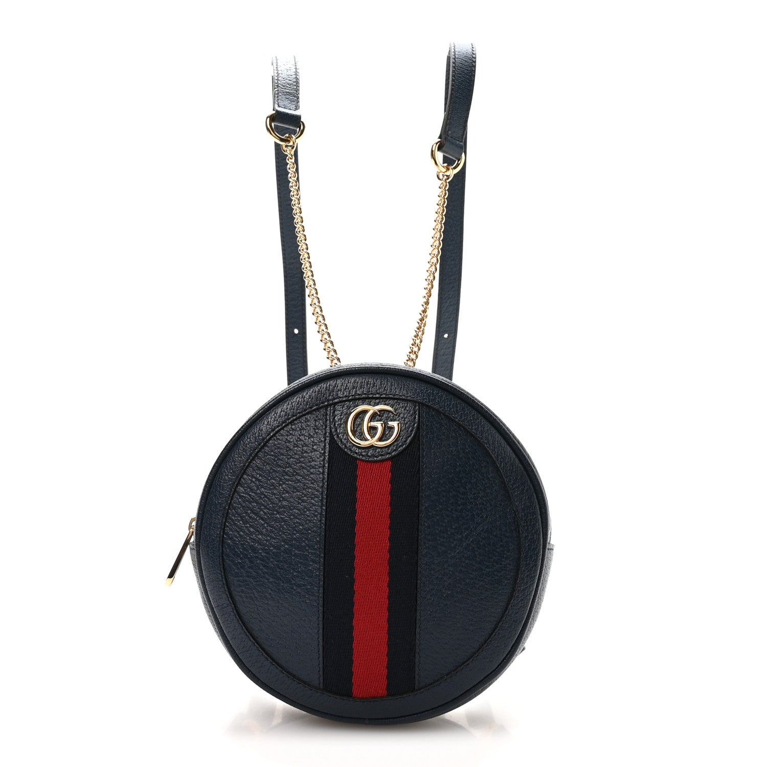 Gucci Textured Calfskin Web Mini Ophidia Round Backpack Blue Agata 1 of 10