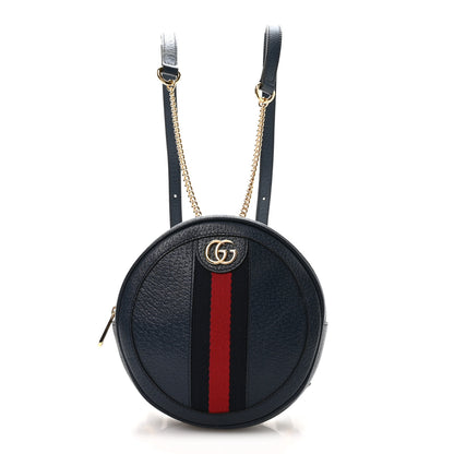 Gucci Textured Calfskin Web Mini Ophidia Round Backpack Blue Agata 1 of 10