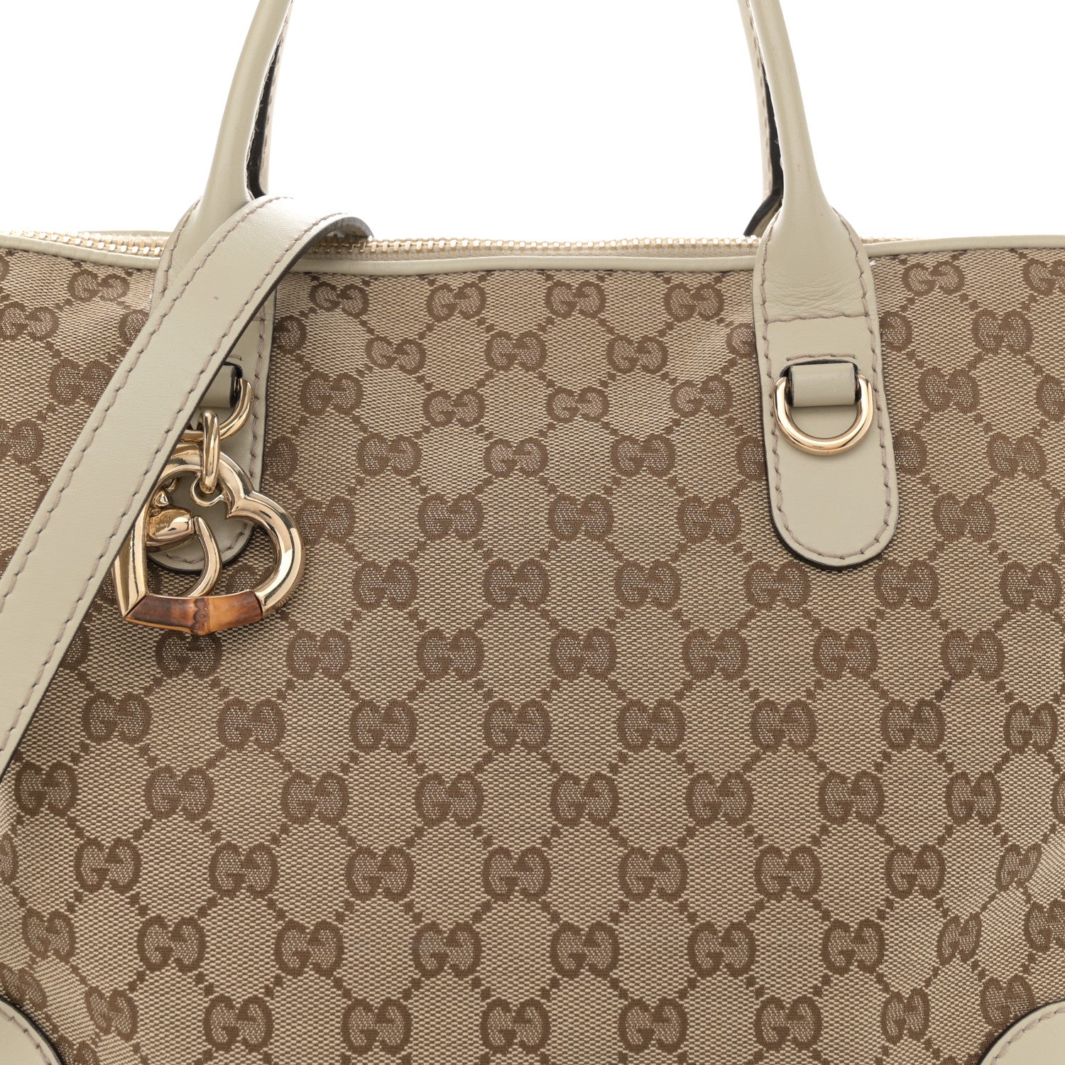 Gucci Monogram Heart Bit Charm Top Handle Tote Off White 8 of 14