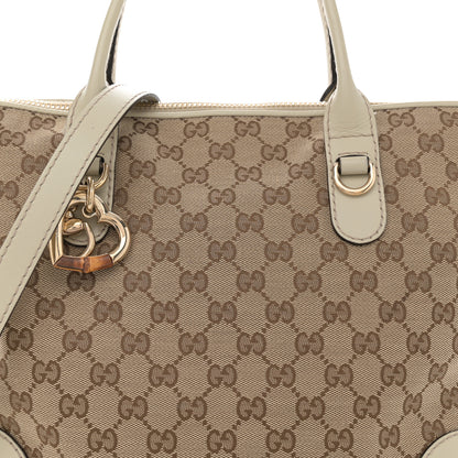 Gucci Monogram Heart Bit Charm Top Handle Tote Off White 8 of 14