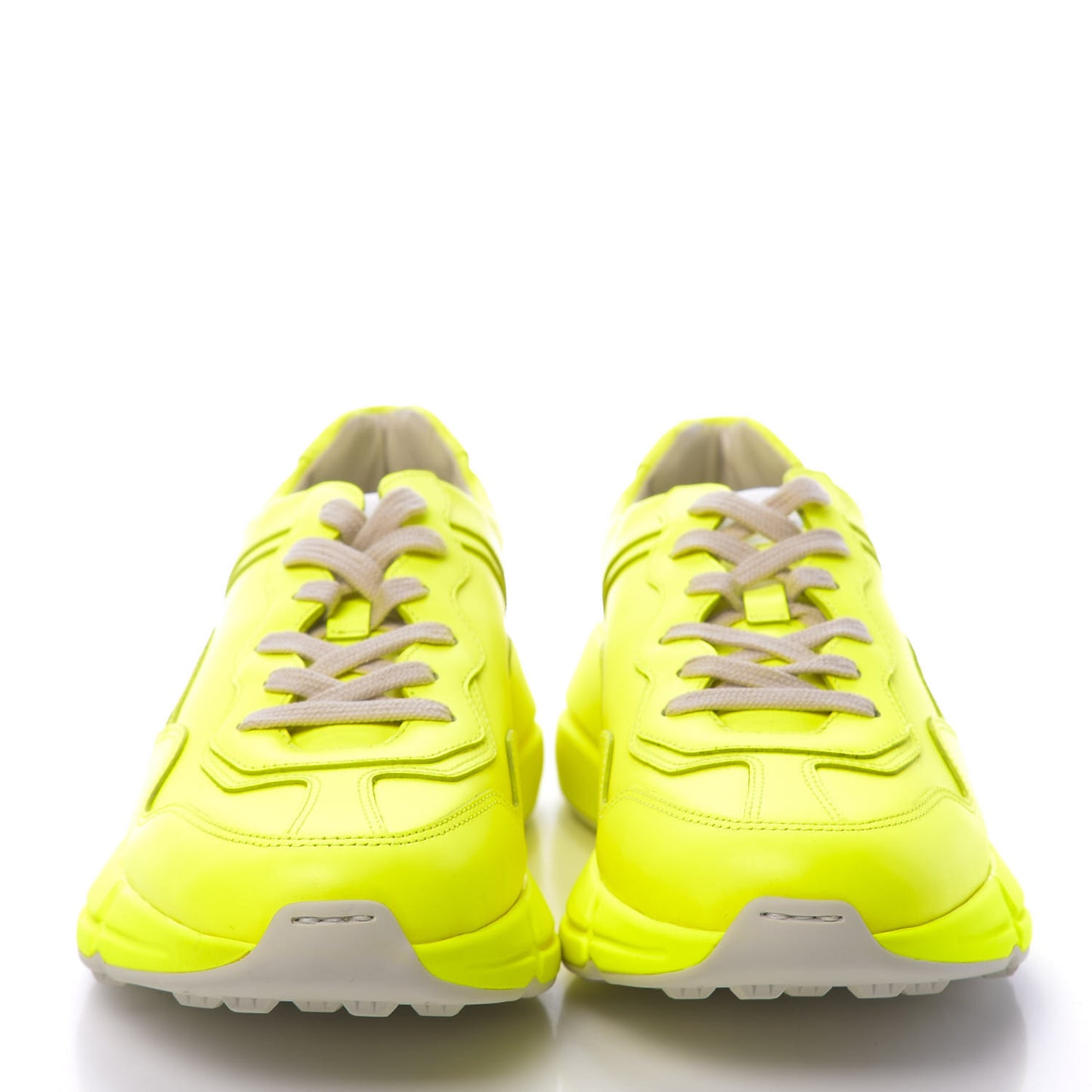 Calfskin Mens Rhyton Sneakers 7 Yellow Fluo