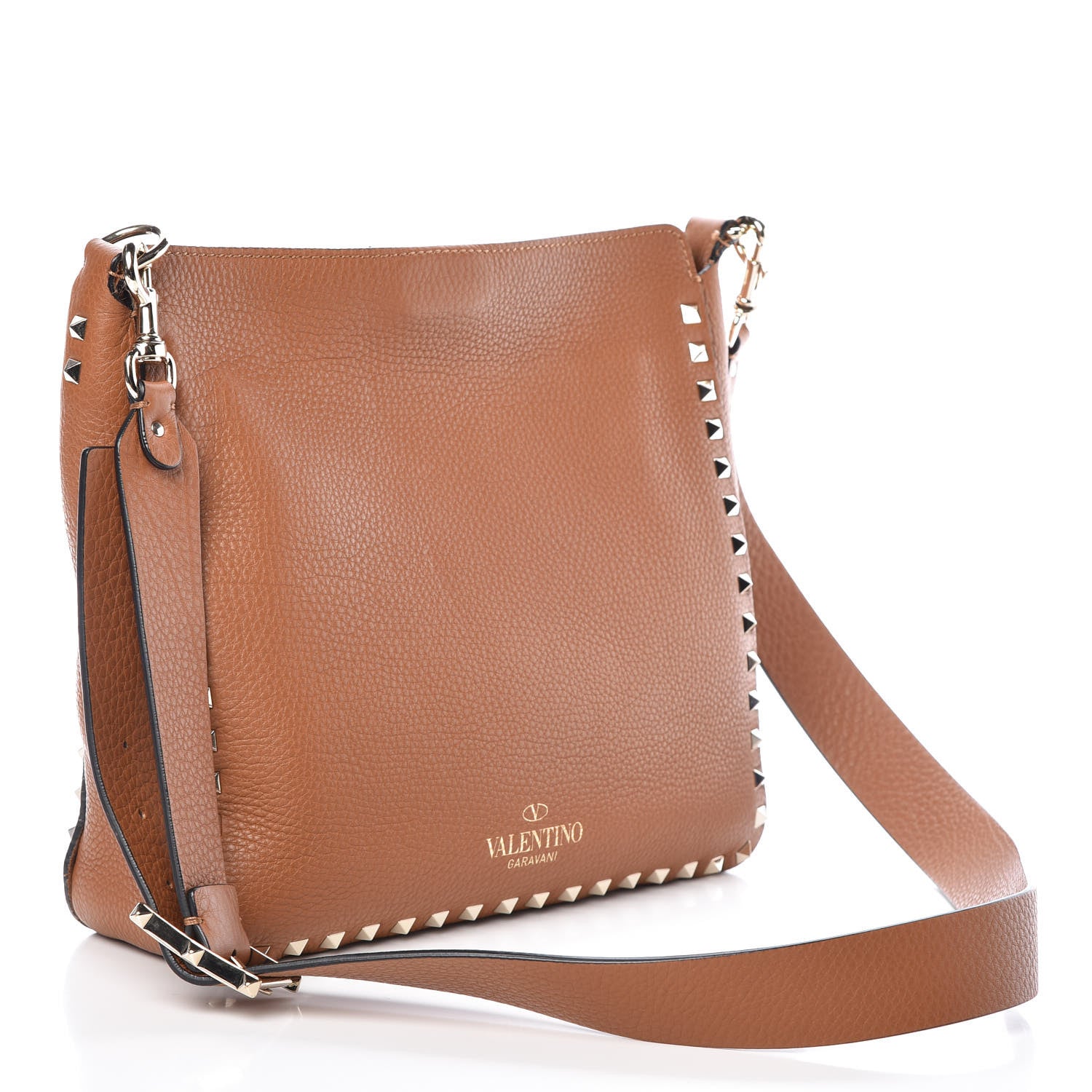 Valentino Garavani Pebbled Calfskin Small Rockstud Flip-Lock Messenger Bag Light Cuir 3 of 10