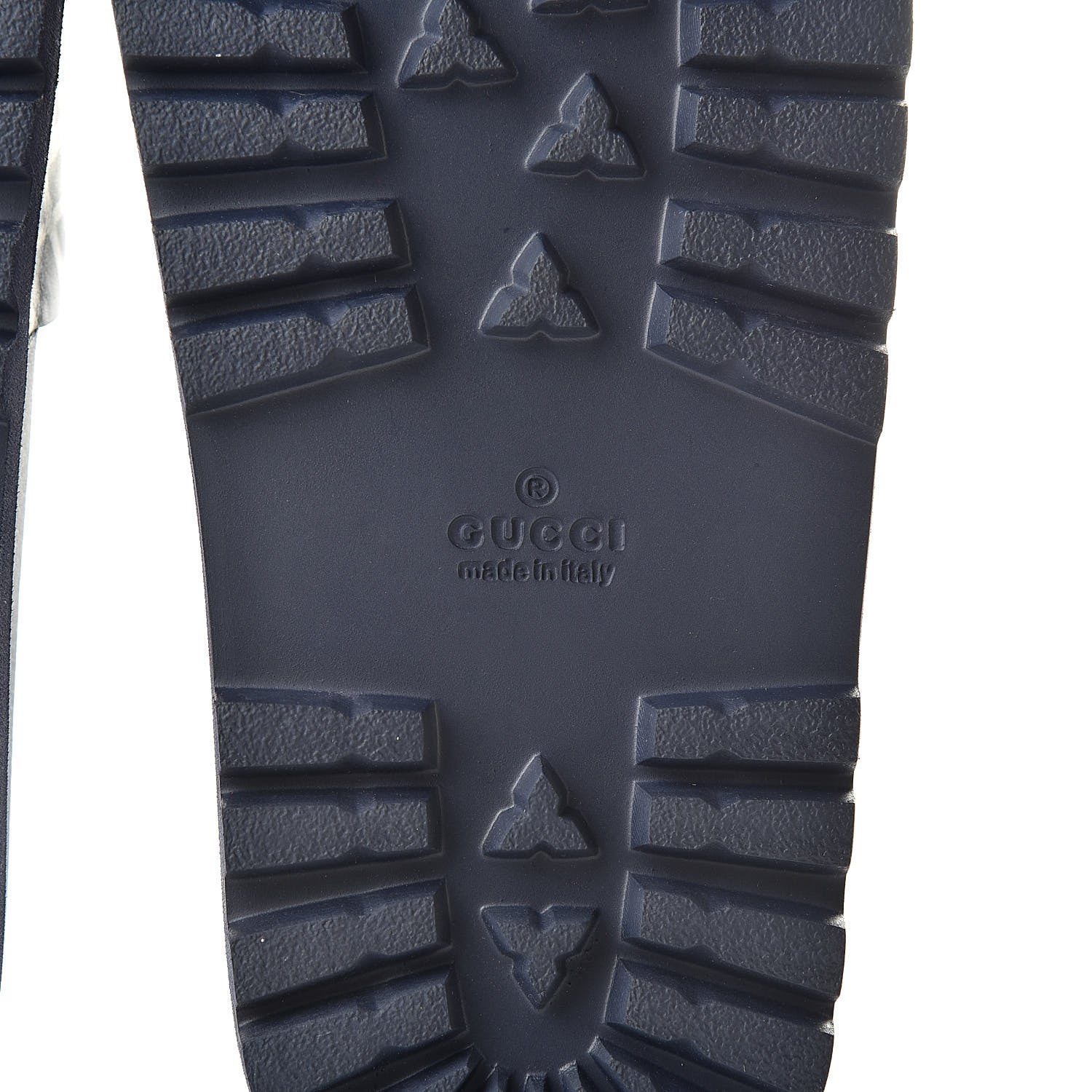 Gucci Calfskin Rubber GucciGhost Mens Lug Sole Slide Sandals 7 Blue Agata Hibiscus Red 6 of 8