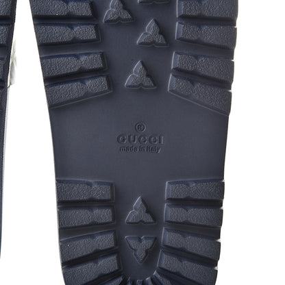 Gucci Calfskin Rubber GucciGhost Mens Lug Sole Slide Sandals 7 Blue Agata Hibiscus Red 6 of 8