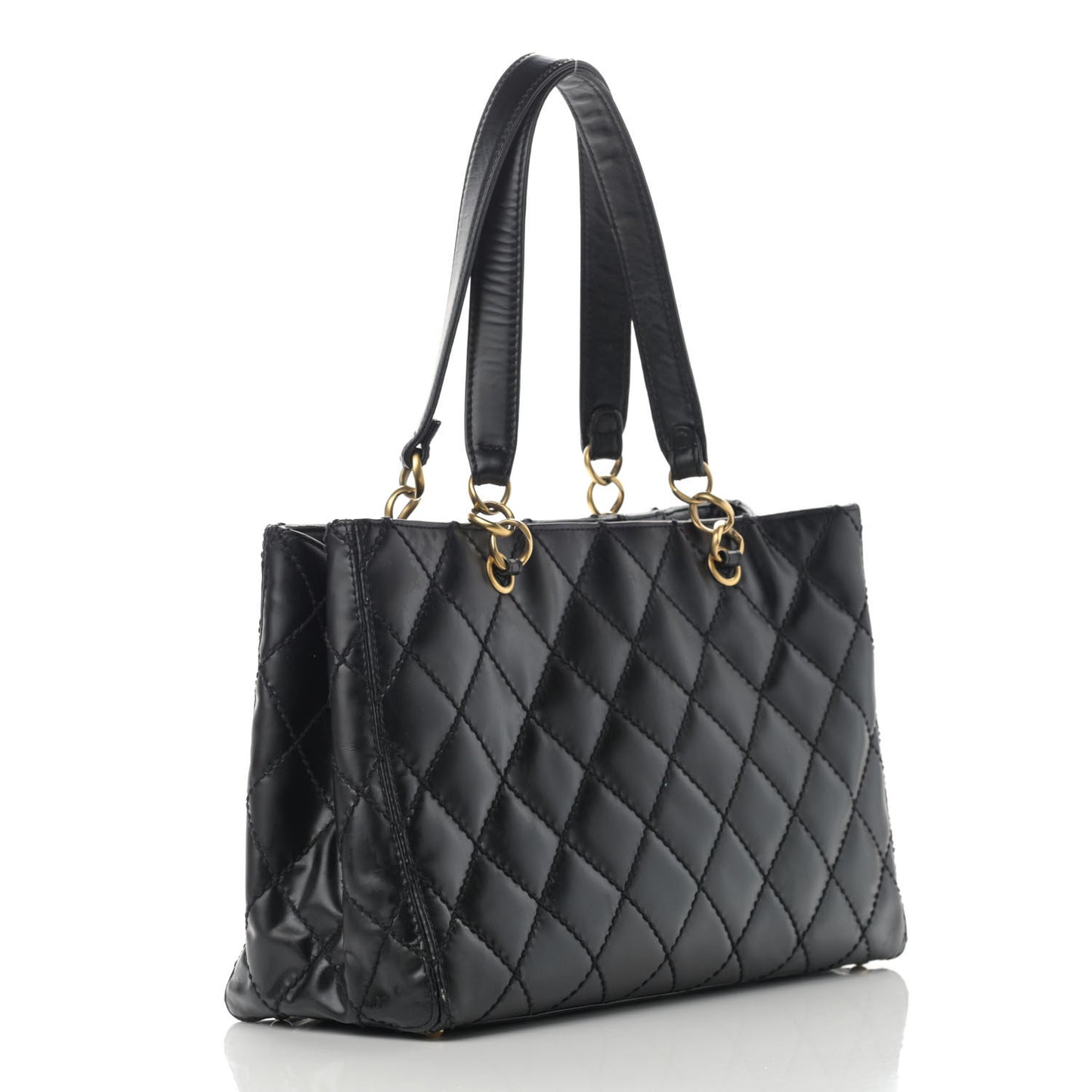 Calfskin Stitch Surpique Tote Black