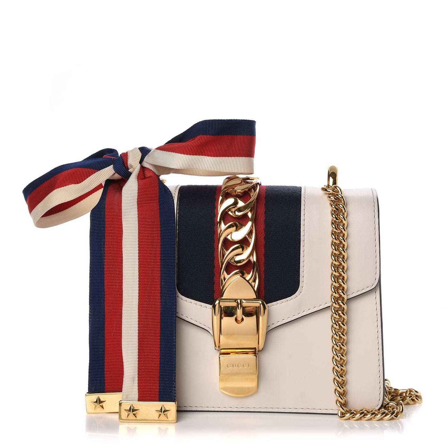 Calfskin Mini Sylvie Chain Shoulder Bag White