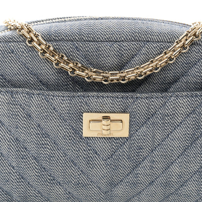 Chanel Denim Chevron Quilted Reissue 2.55 Camera Case Blue 8 of 12