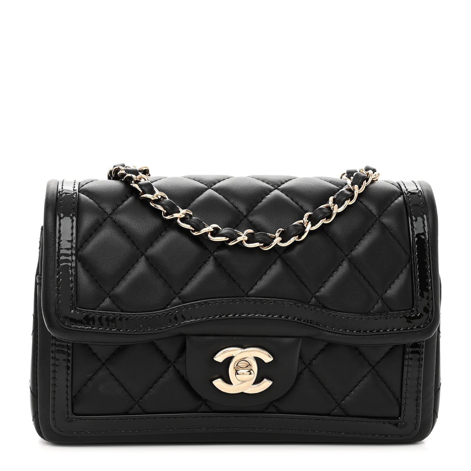 Chanel Lambskin Patent Calfskin Mini Flap Bag Black 1 of 10