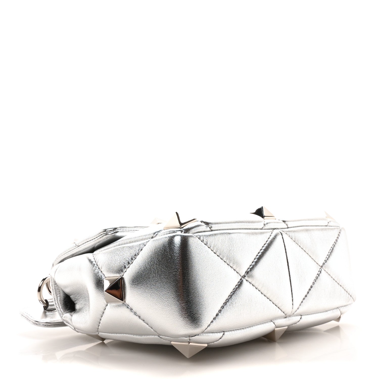 Valentino Garavani Nappa Medium Roman Stud Shoulder Bag Silver 4 of 9