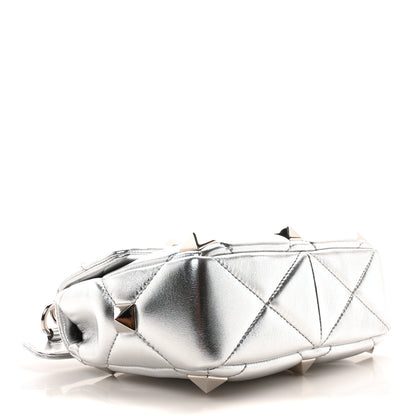 Valentino Garavani Nappa Medium Roman Stud Shoulder Bag Silver 4 of 9