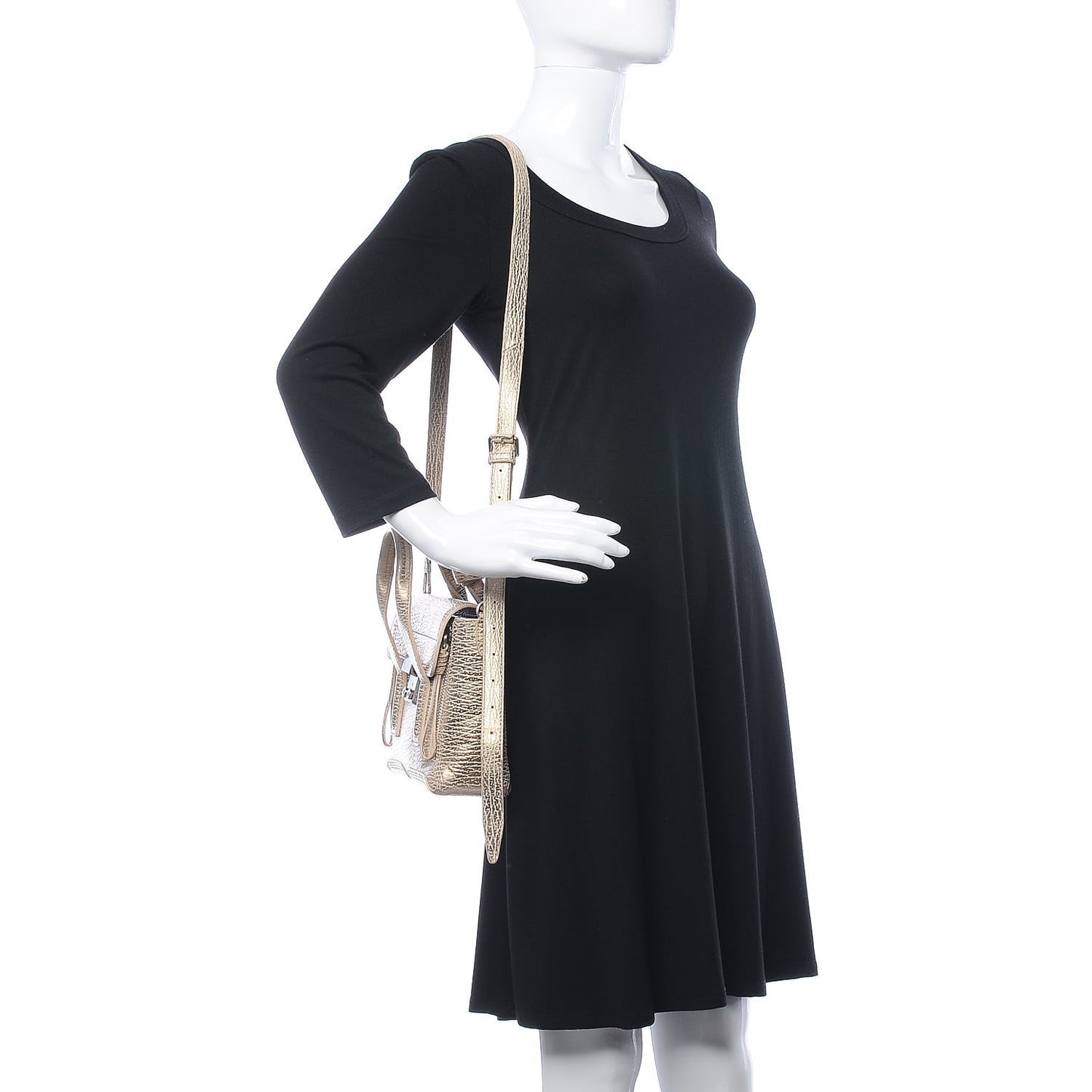 3.1 Textured Calfskin Mini Pashli Satchel Nude Platinum