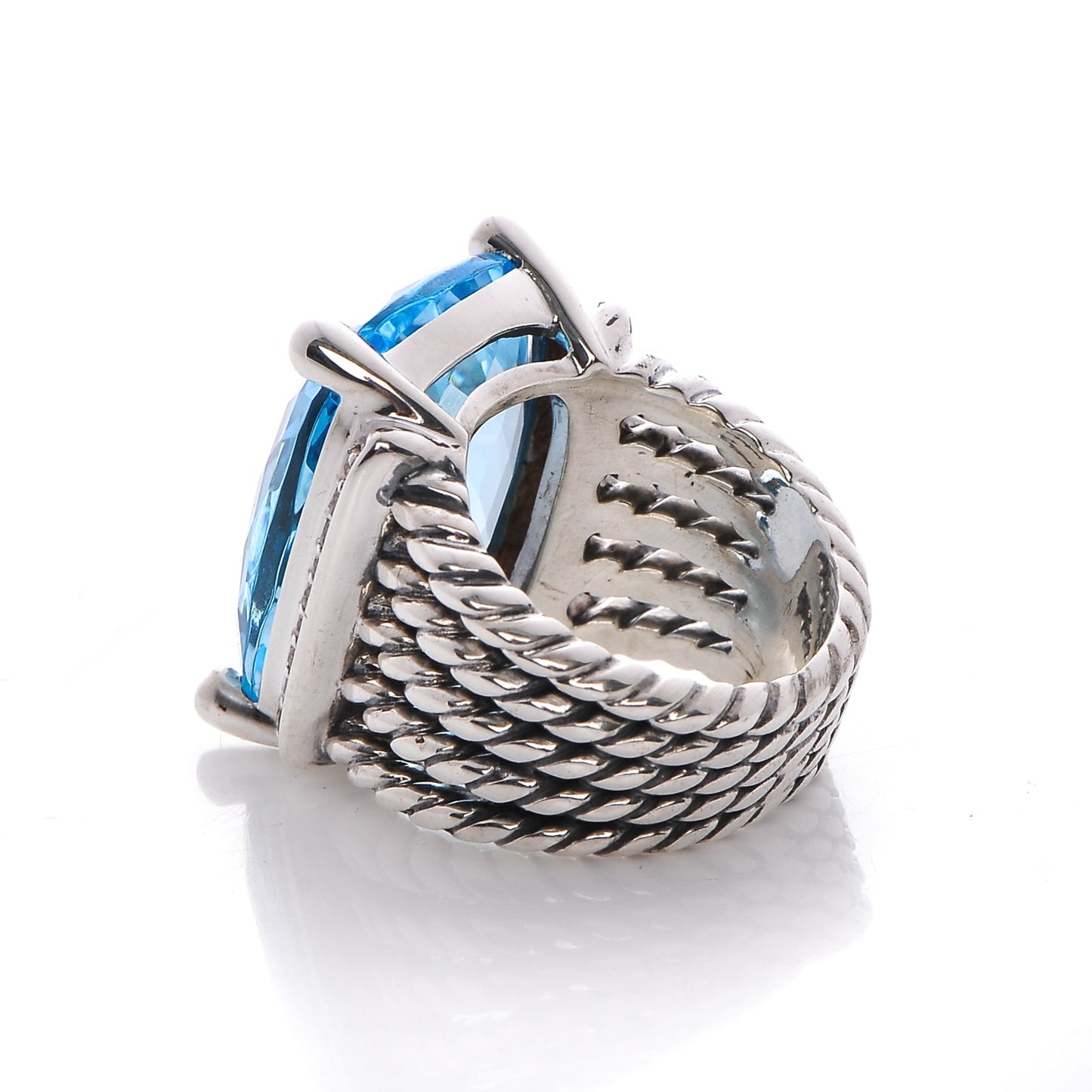 Sterling Silver Diamond Blue Topaz 20mm Wheaton Ring 49 4.75