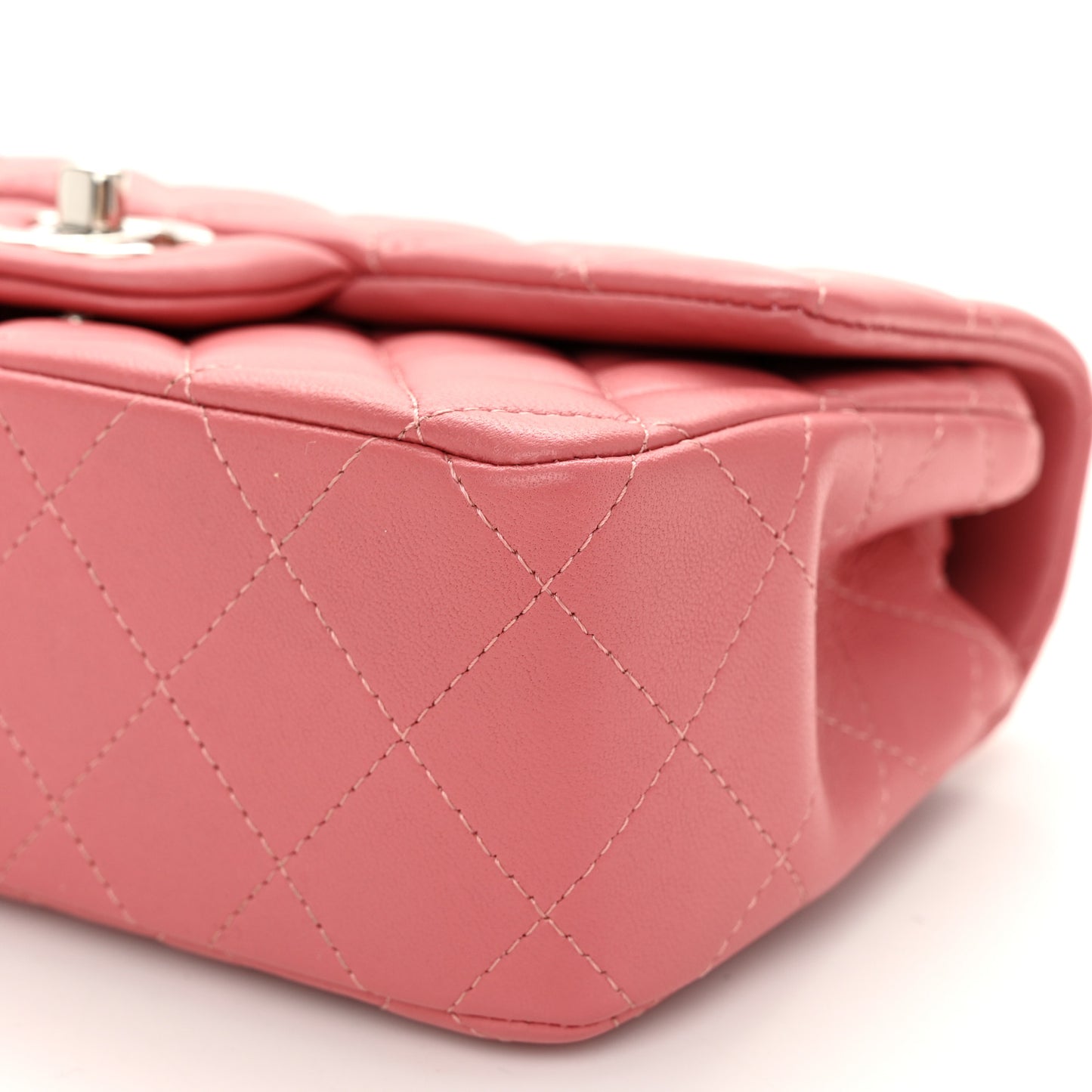 Lambskin Quilted Mini Rectangular Flap Pink