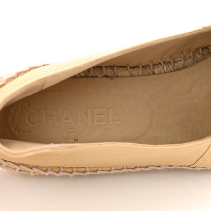 Chanel Lambskin CC Camellia Stud Espadrilles 40 Beige Black 6 of 11