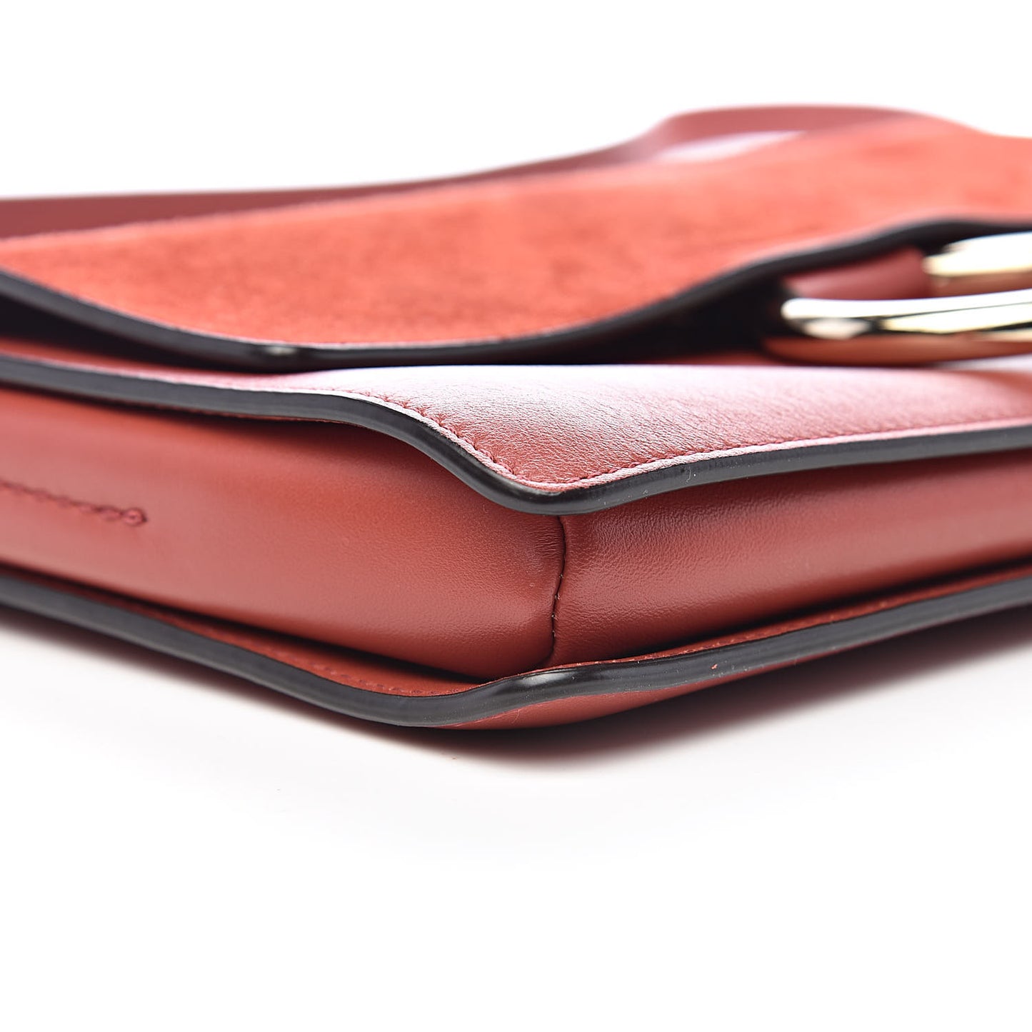 Suede Calfskin Small Faye Shoulder Bag Terracotta Red