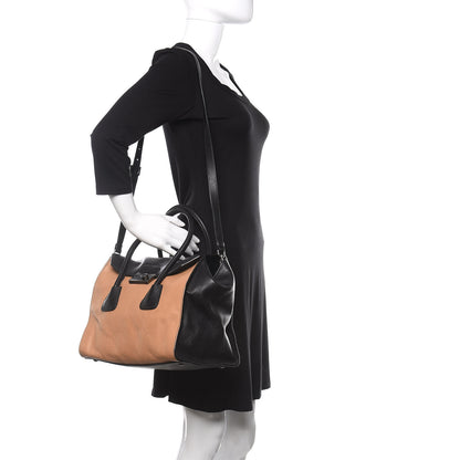 Prada Glace Calf Large Twin Pocket Tote Naturale Black 2 of 11