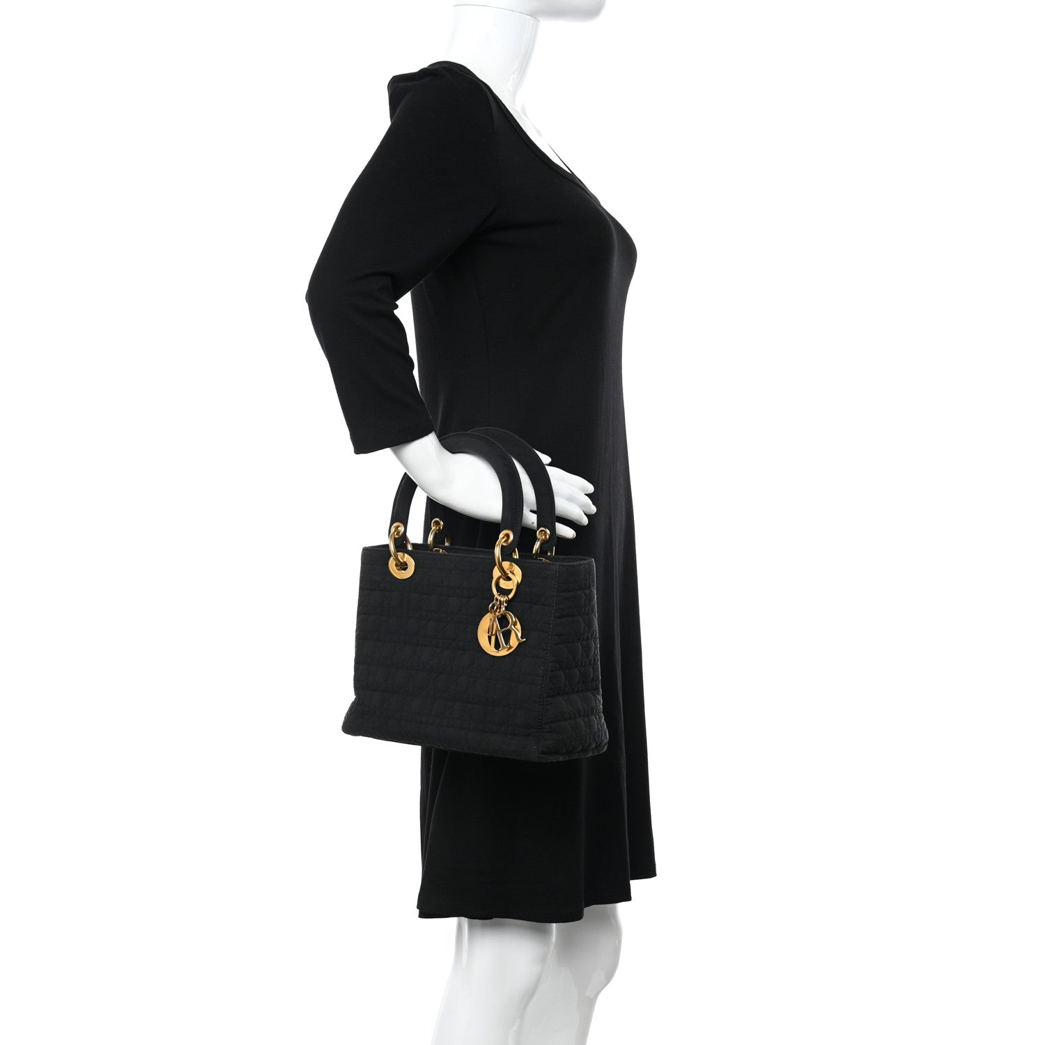 Christian Dior Nylon Cannage Medium Lady Dior Black 2 of 13