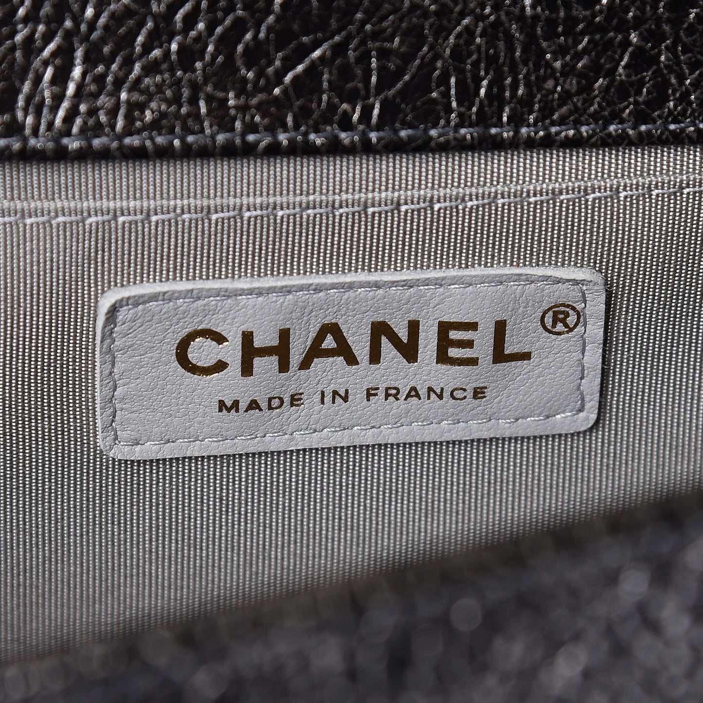 Cracked Metallic Calfskin Quilted Medium Boy Flap Dark Silver