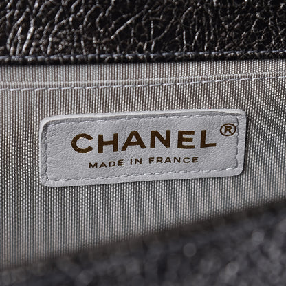 Chanel Cracked Metallic Calfskin Quilted Medium Boy Flap Dark Silver 6 of 9