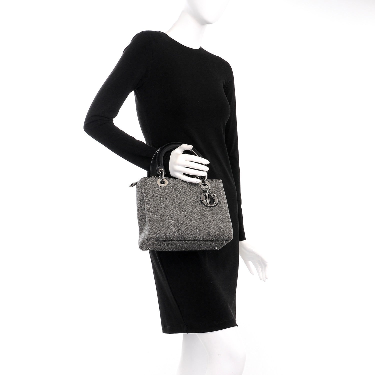Christian Dior Tweed Medium Lady Dior Black 2 of 11