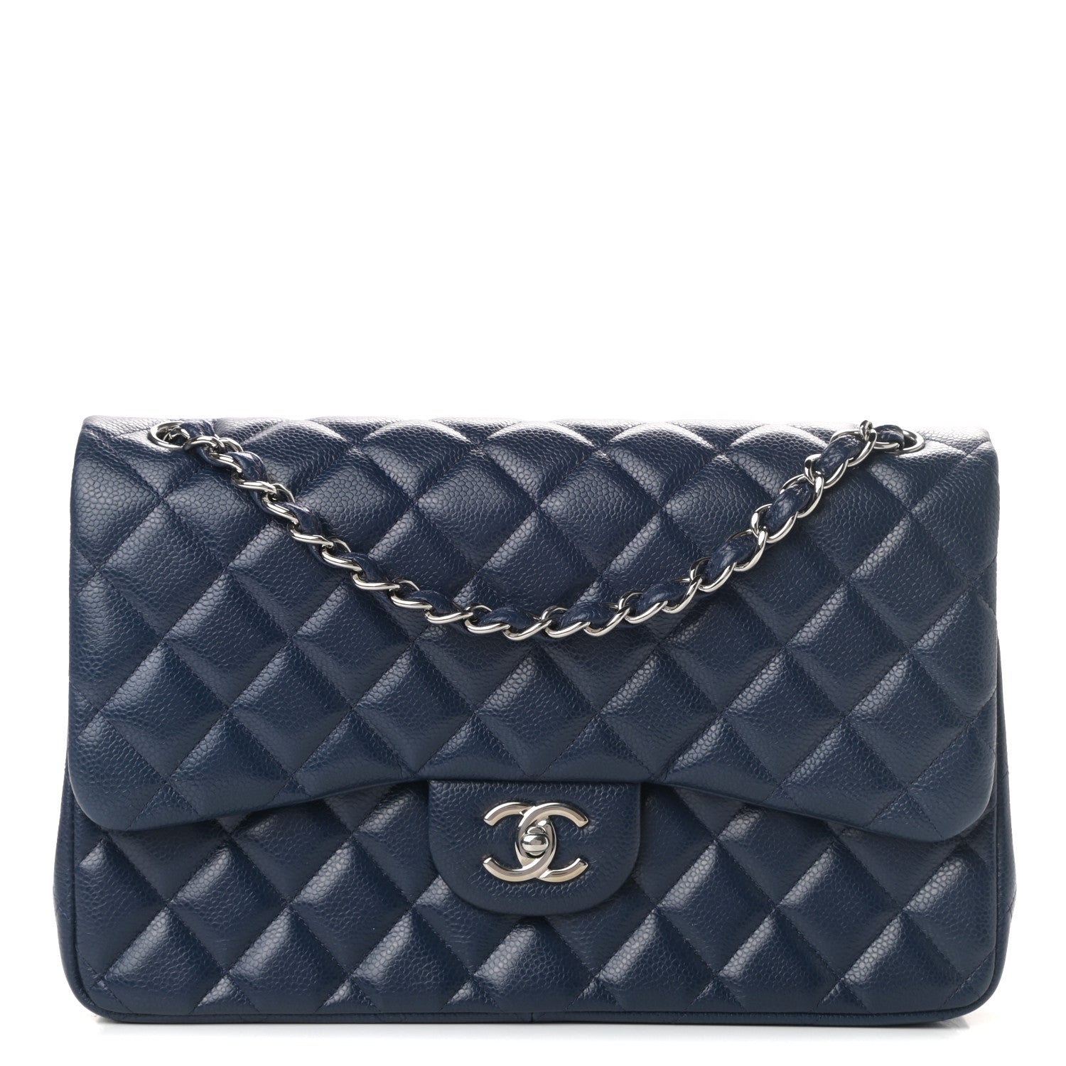 Chanel Caviar Quilted Jumbo Double Flap Navy Blue 1 of 12