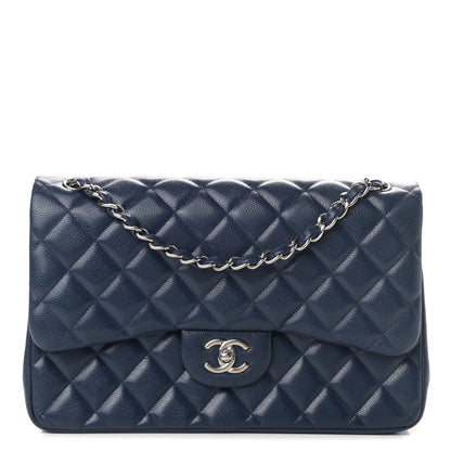 Chanel Caviar Quilted Jumbo Double Flap Navy Blue 1 of 12