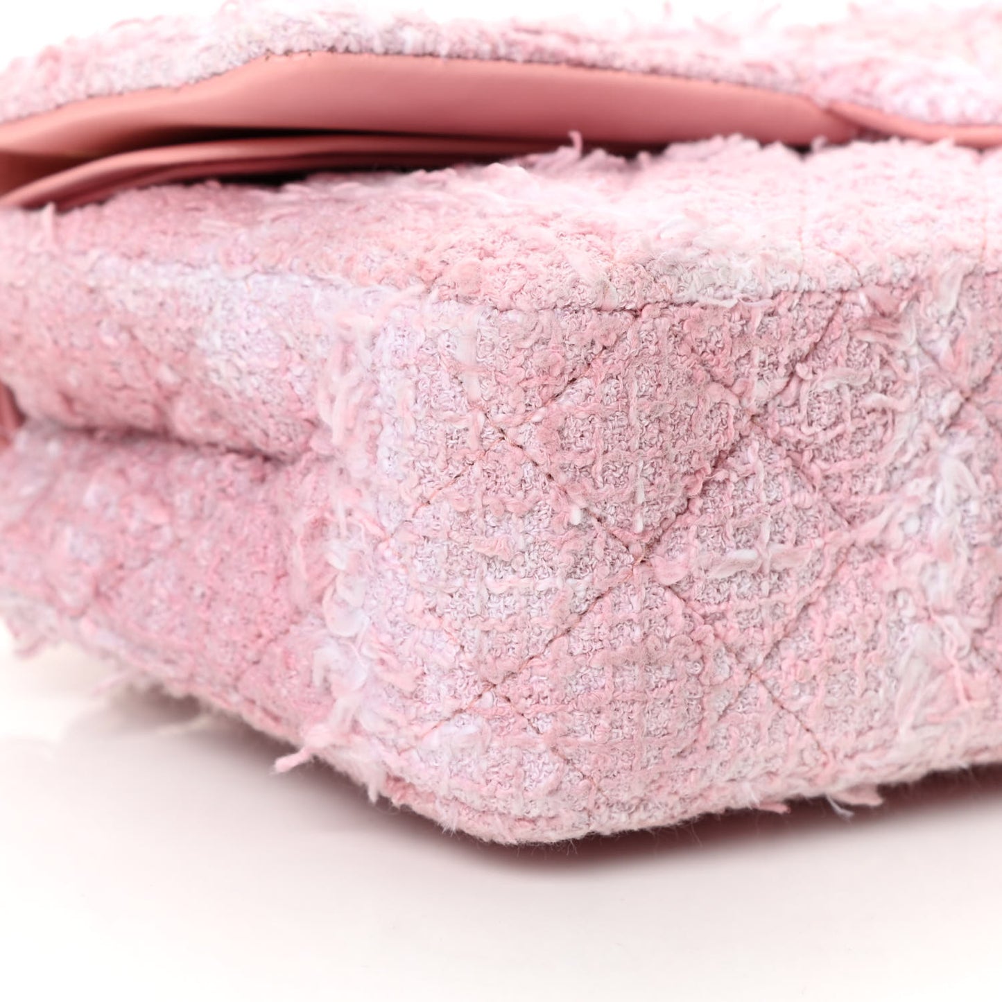 Tweed Medium Double Flap Light Pink White
