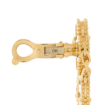 Van Cleef & Arpels 18K Yellow Gold Mother of Pearl Black Onyx 3 Motifs Magic Alhambra Earrings 4 of 5