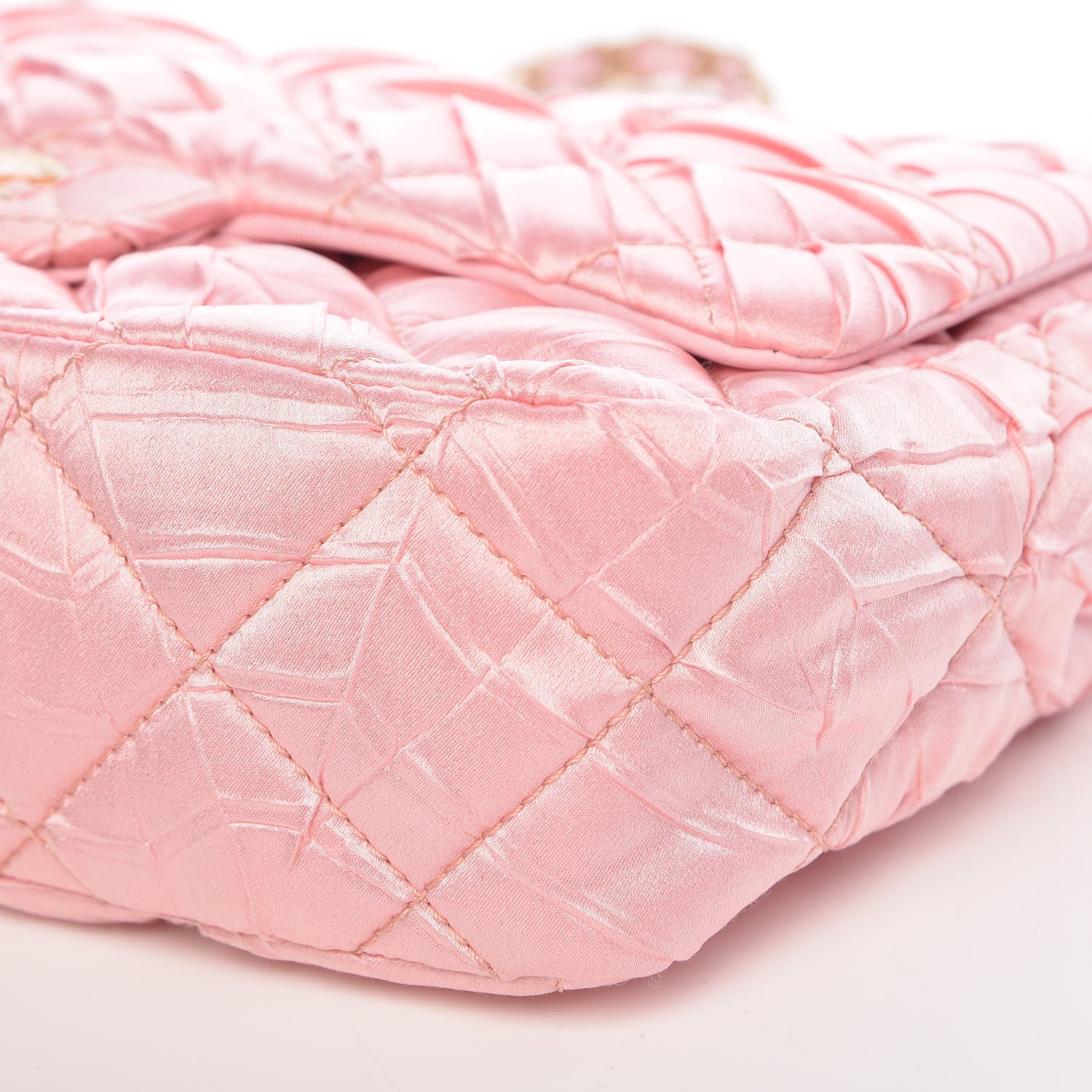 Chanel Satin Quilted Pleated Flap Pink 9 of 9