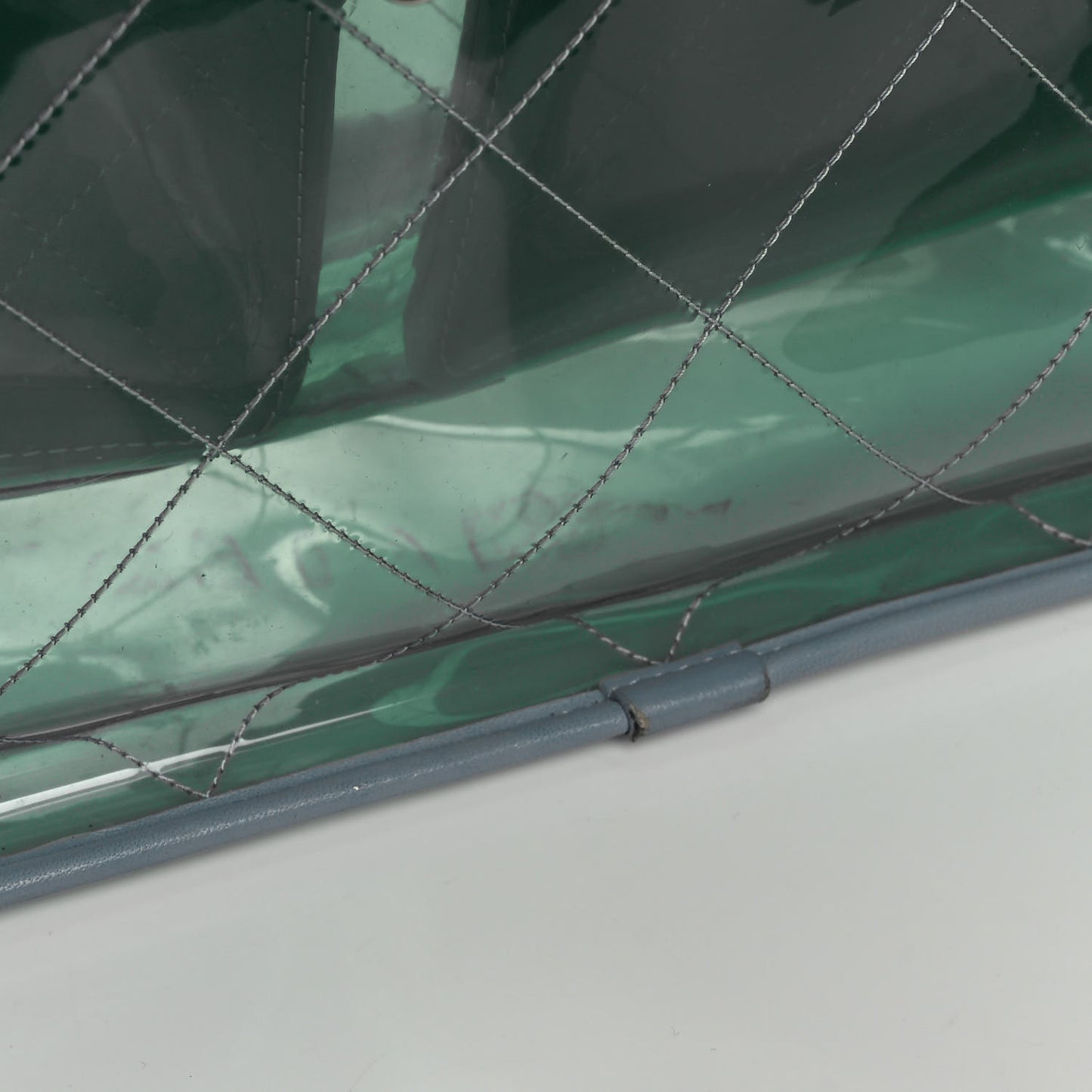 PVC Lambskin Stitched Medium Coco Splash Shopping Bag Green Pink