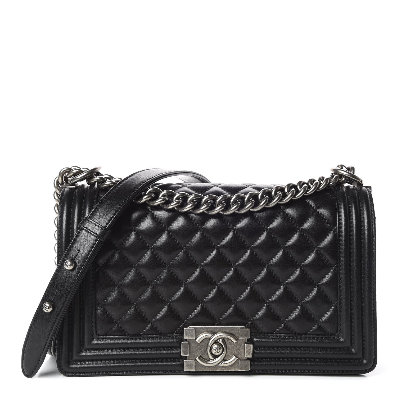 Chanel Lambskin Quilted Medium Boy Flap Black 1 of 11