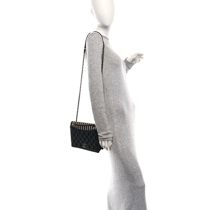 Chanel Tweed Calfskin Quilted Ballerine Flap Black Navy Beige 2 of 10