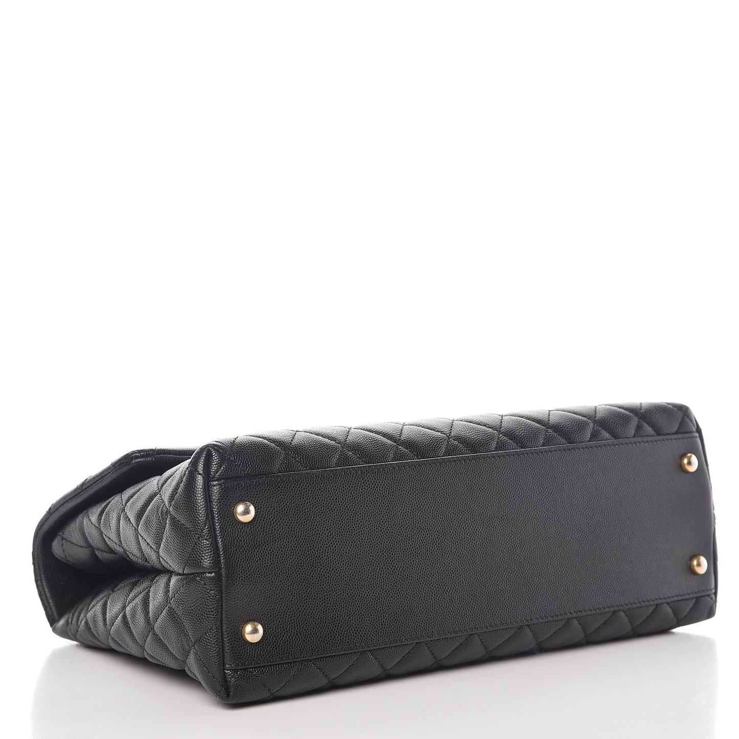 Caviar Lizard Quilted Medium Coco Handle Flap Black