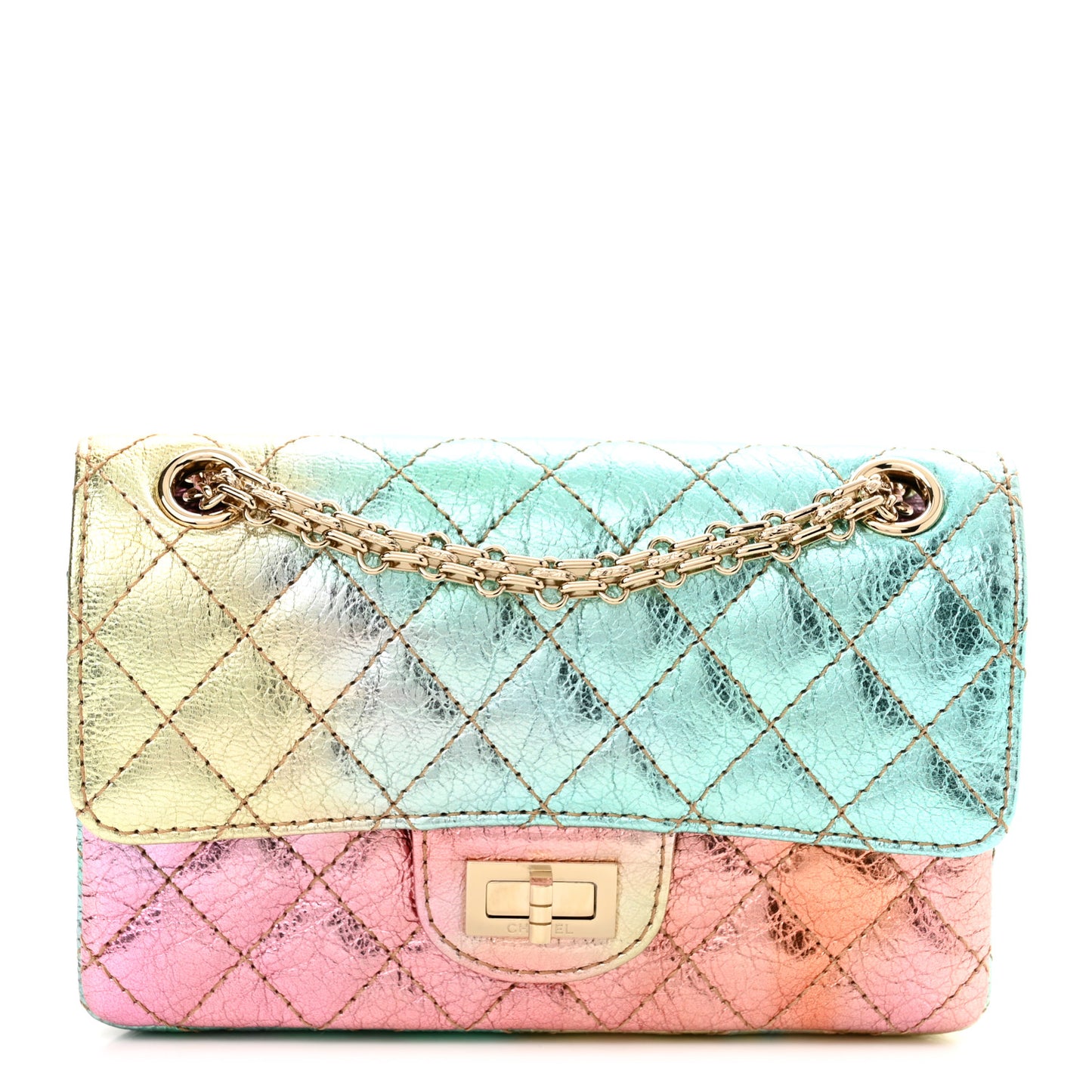 Metallic Goatskin Quilted Mini 2.55 Reissue Flap Multicolor