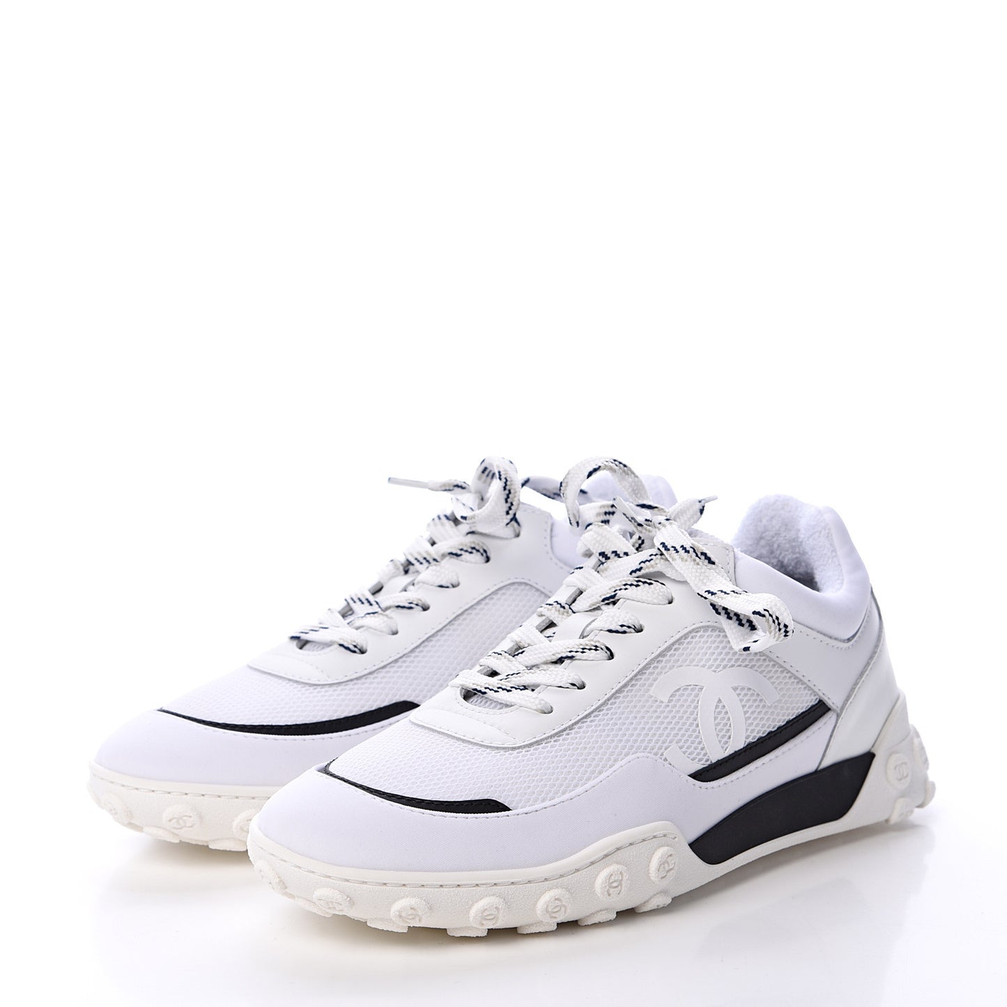 Calfskin Mesh Lycra Womens Logo Sneakers 36.5 White