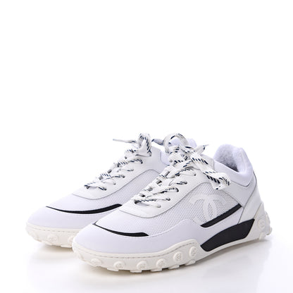 Chanel Calfskin Mesh Lycra Womens Logo Sneakers 36.5 White 3 of 8