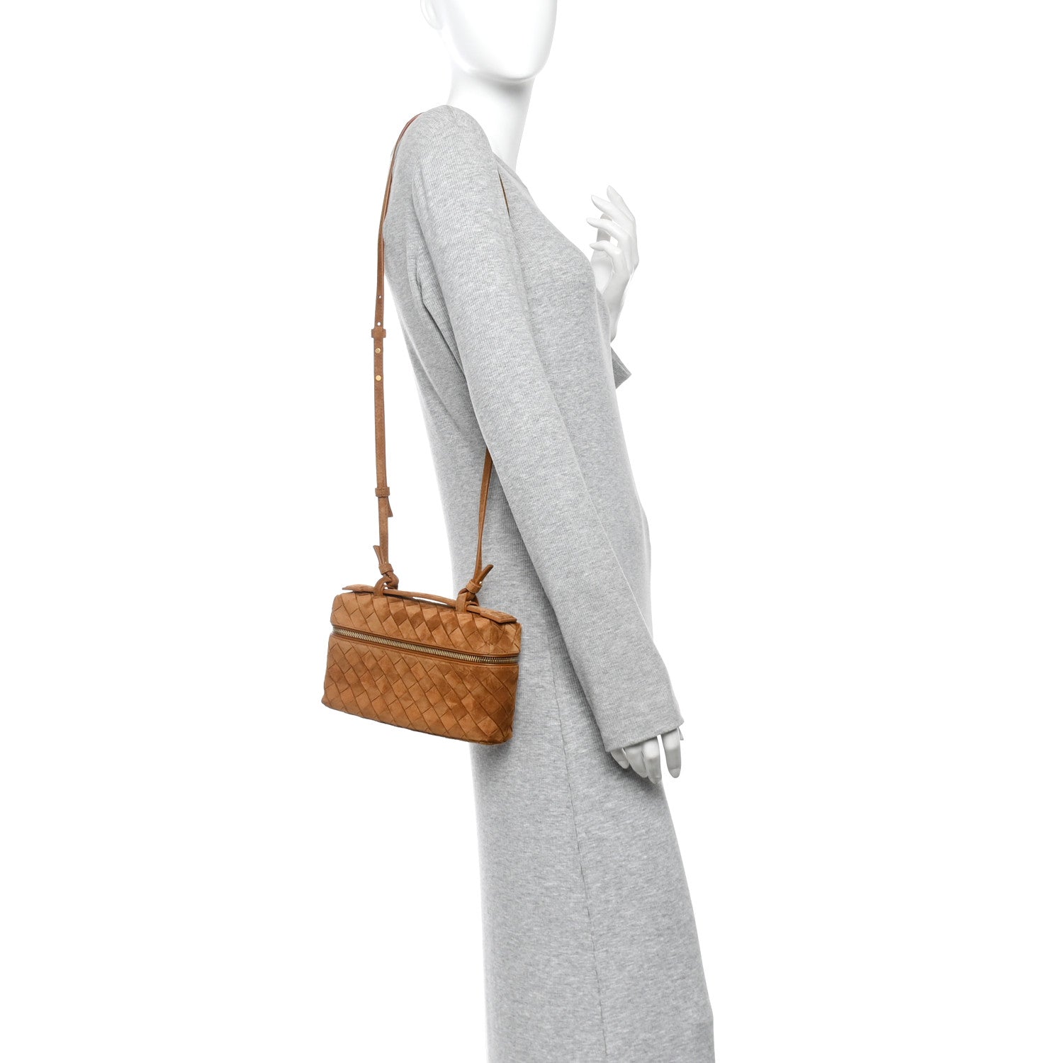 Bottega Veneta Suede Intrecciato Bang Bang Vanity Case Amber 2 of 10