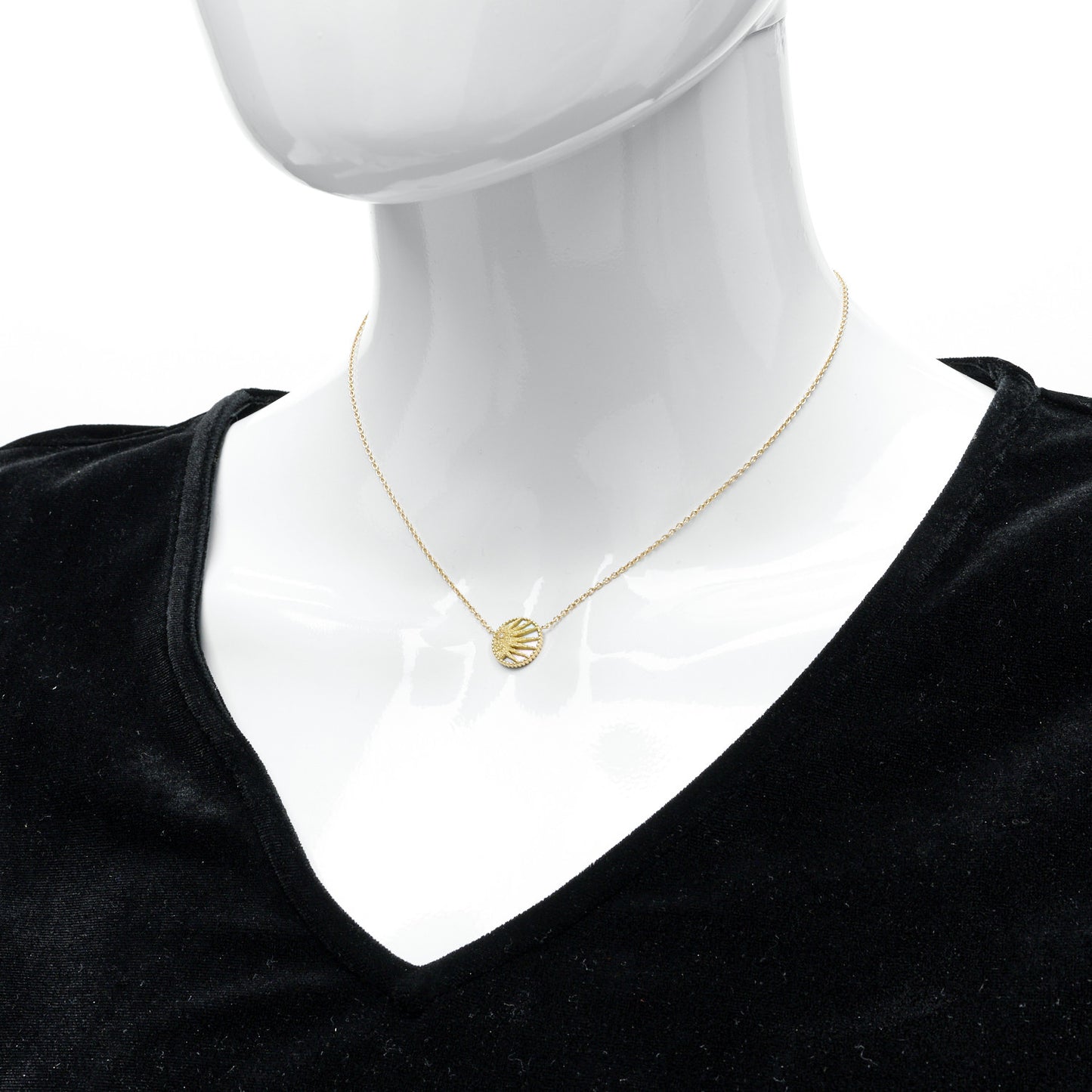 18K Yellow White Gold Diamond Black Onyx Mother of Pearl Rose Celeste Pendant Necklace