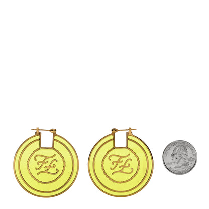 Fendi Enamel FF Karligraphy Hoop Earrings Yellow Gold 2 of 4