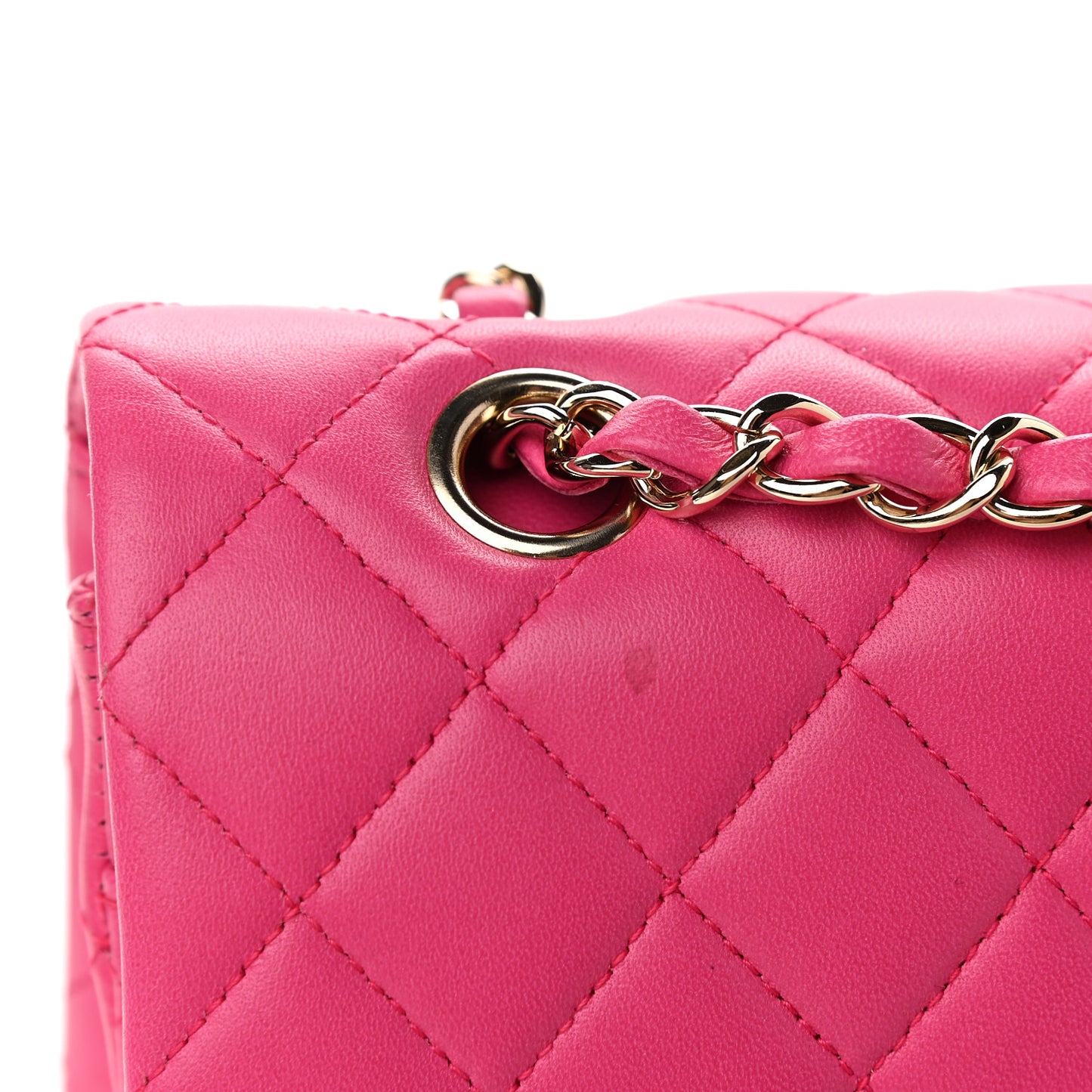 Lambskin Quilted Medium Double Flap Dark Pink