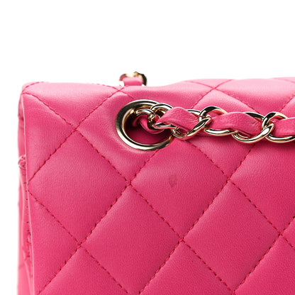 Chanel Lambskin Quilted Medium Double Flap Dark Pink 10 of 10